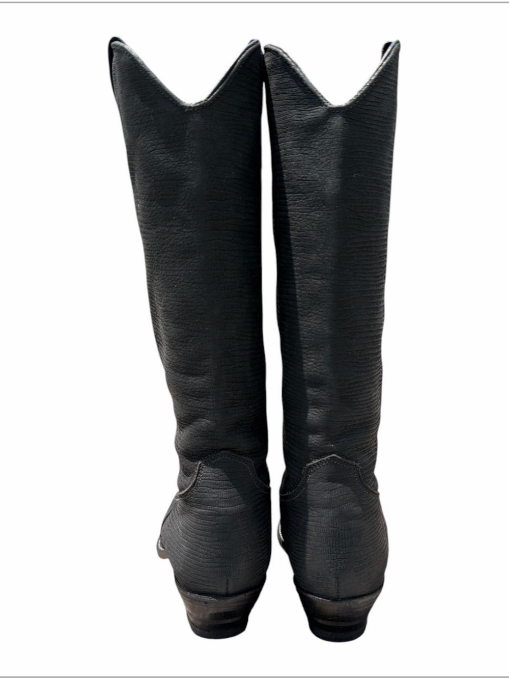Vtg Zodiac Cowboy Boots Women’s size 7.5 Black Made In USA Retro Leather Texture - Picture 5 of 11